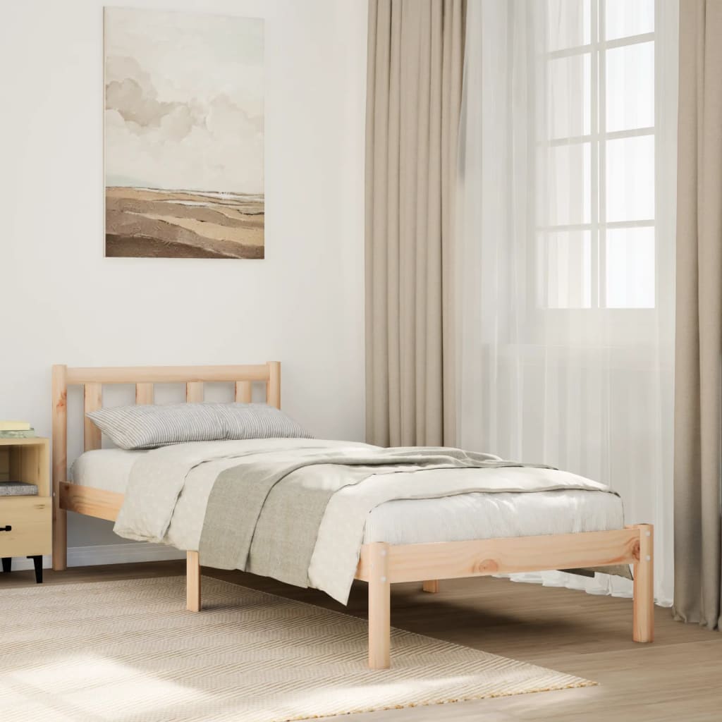 Cama extra longa sem colchão 140x210 cm pinho maciço branco