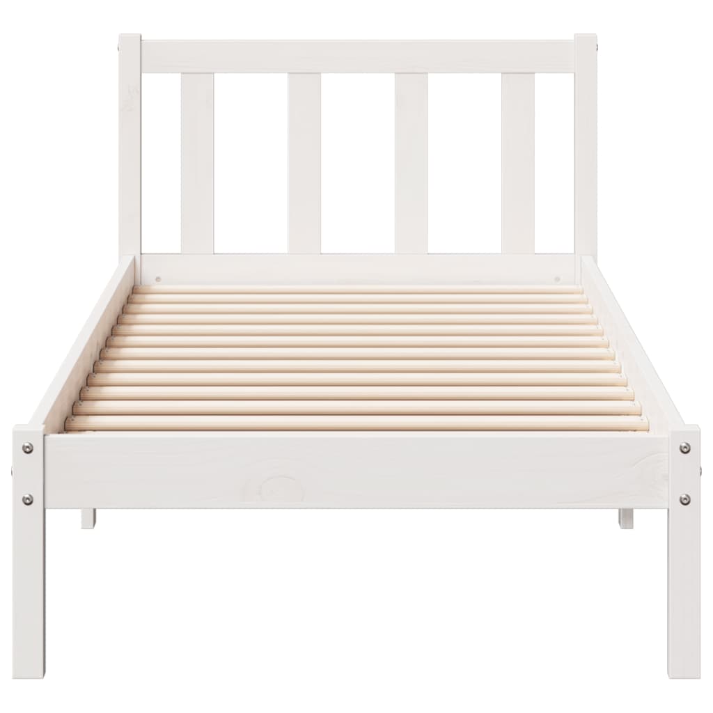 Cama extra longa sem colchão 140x210 cm pinho maciço branco