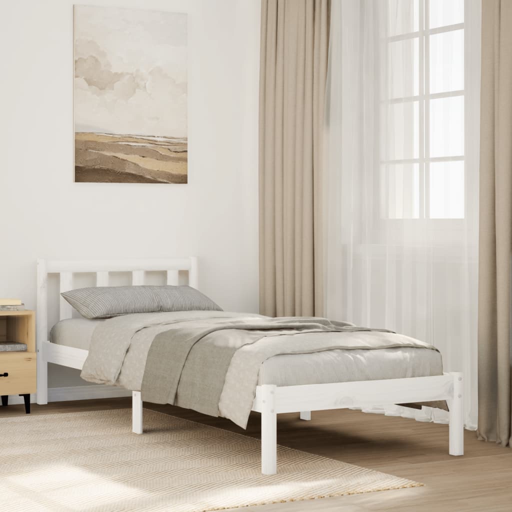 Cama extra longa sem colchão 140x210 cm pinho maciço branco