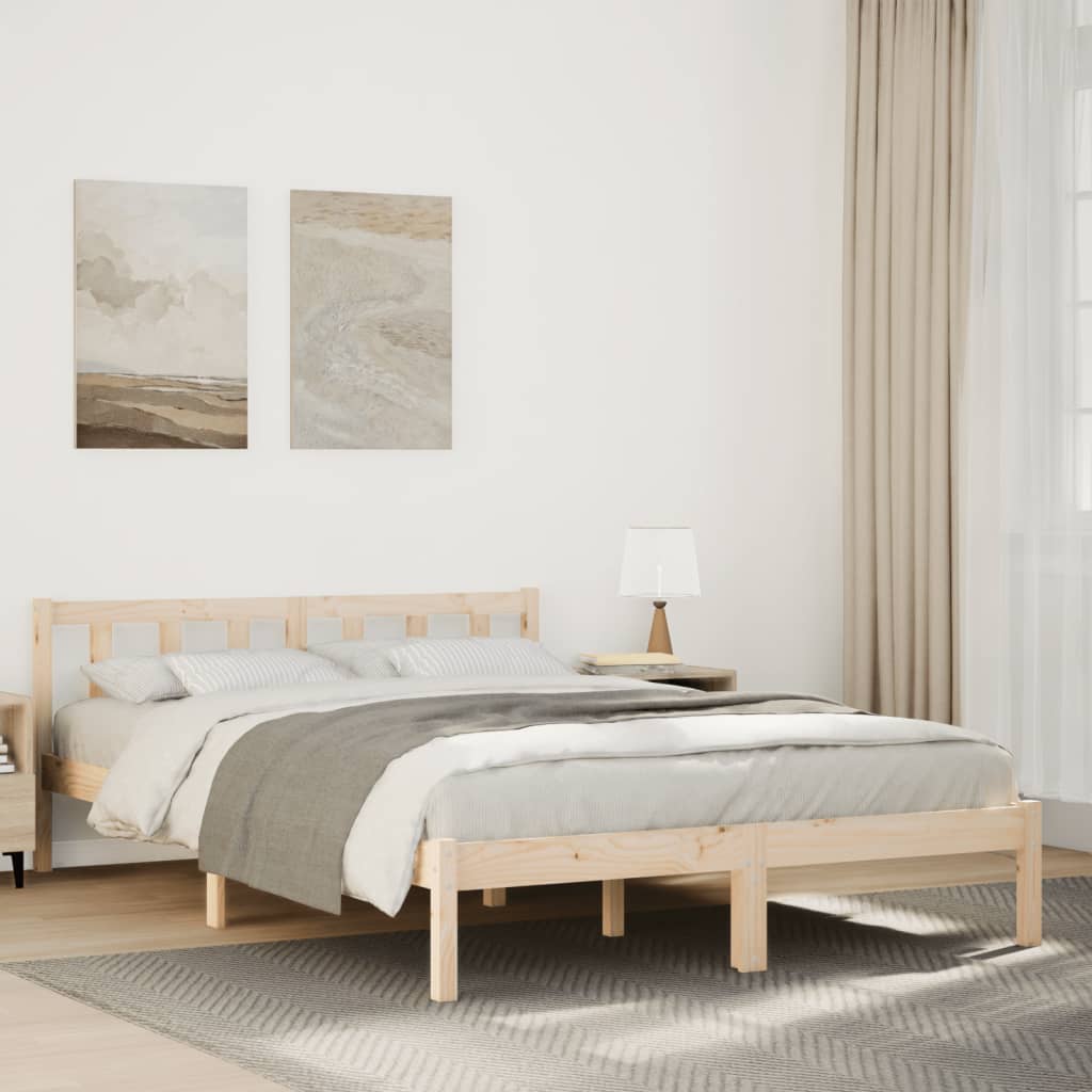 Cama extra longa sem colchão 140x210 cm pinho maciço branco