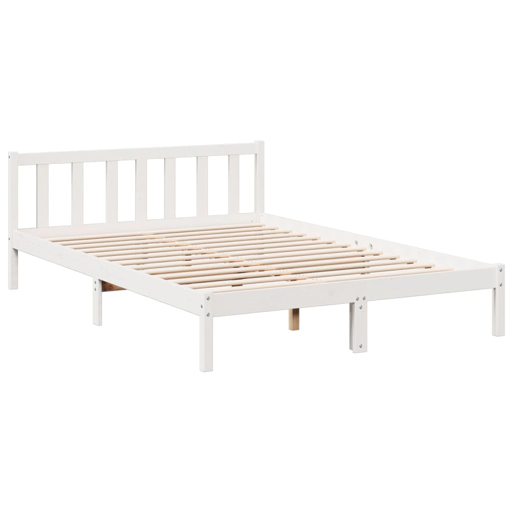 Cama extra longa sem colchão 140x210 cm pinho maciço branco