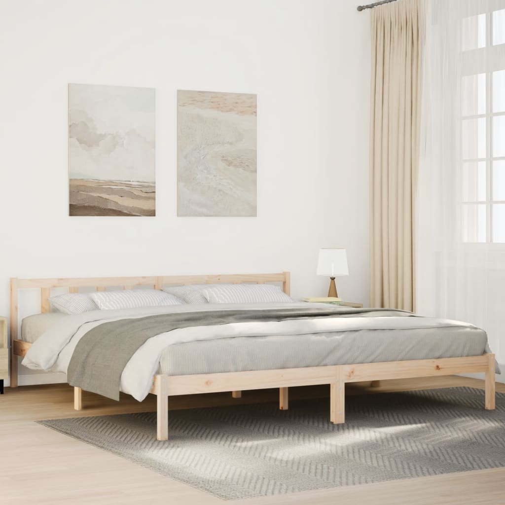 Cama extra longa sem colchão 140x210 cm pinho maciço branco