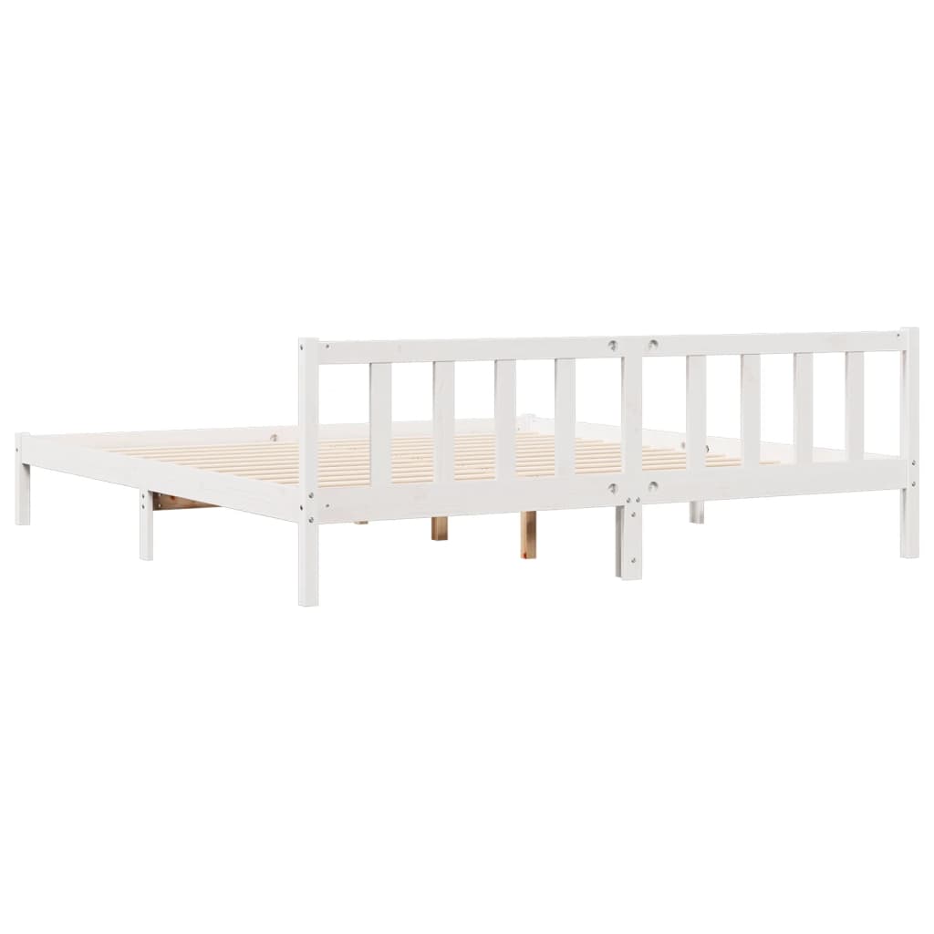 Cama extra longa sem colchão 140x210 cm pinho maciço branco