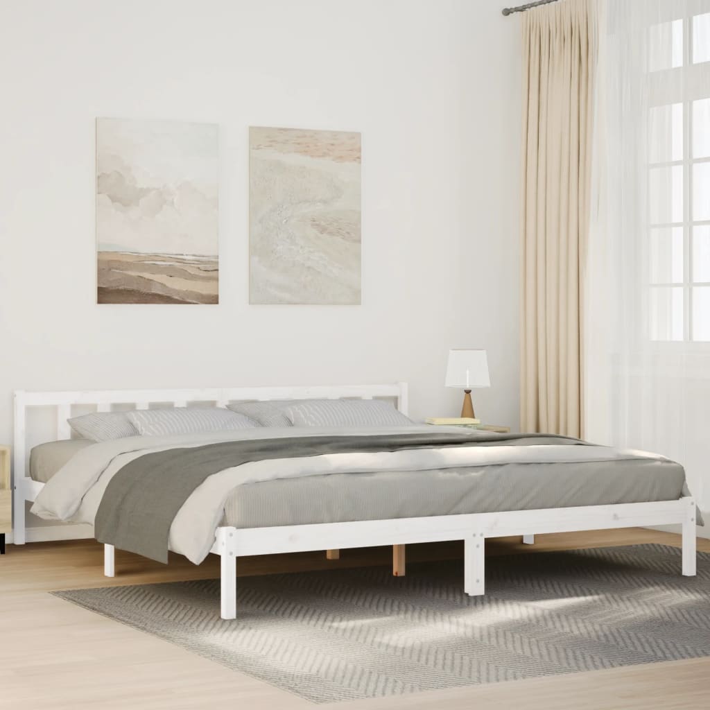 Cama extra longa sem colchão 140x210 cm pinho maciço branco