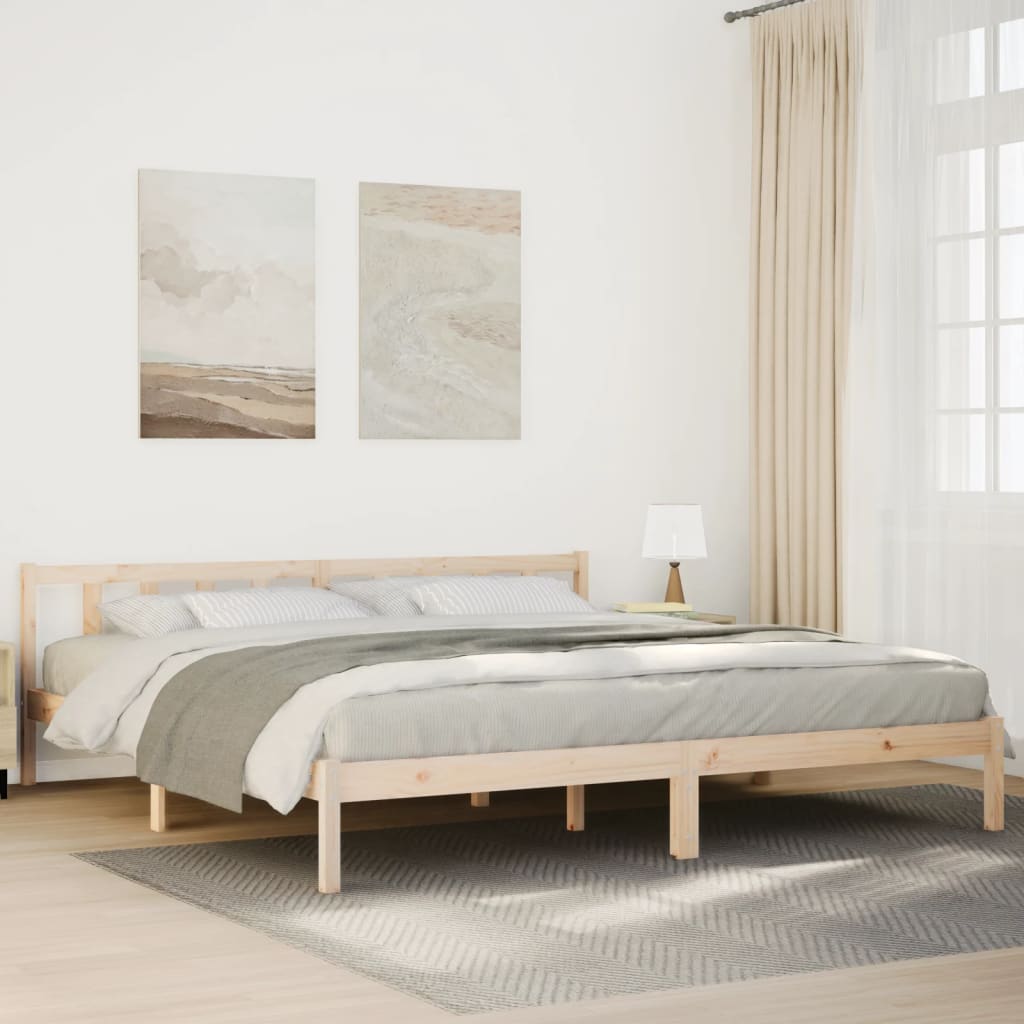 Cama extra longa sem colchão 140x210 cm pinho maciço branco