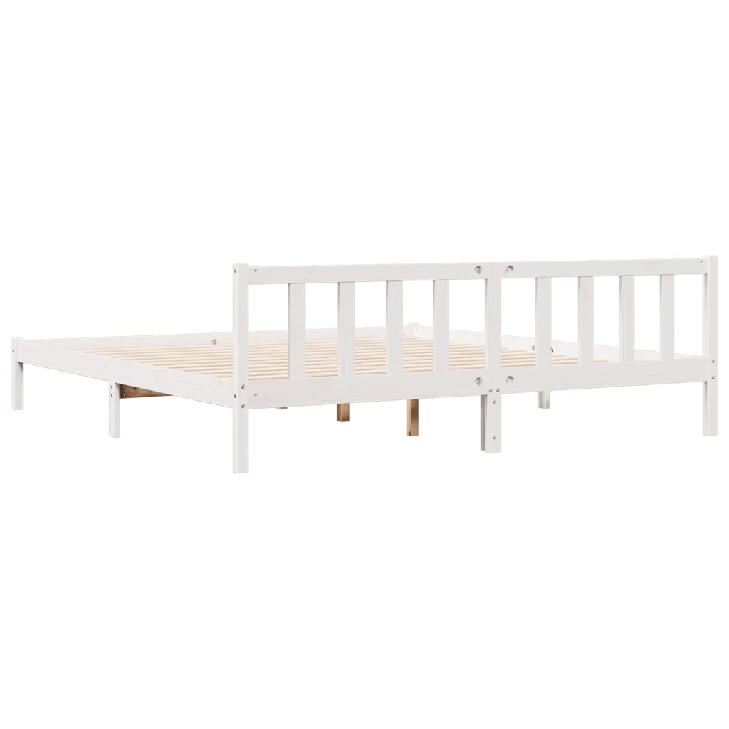 Cama extra longa sem colchão 140x210 cm pinho maciço branco
