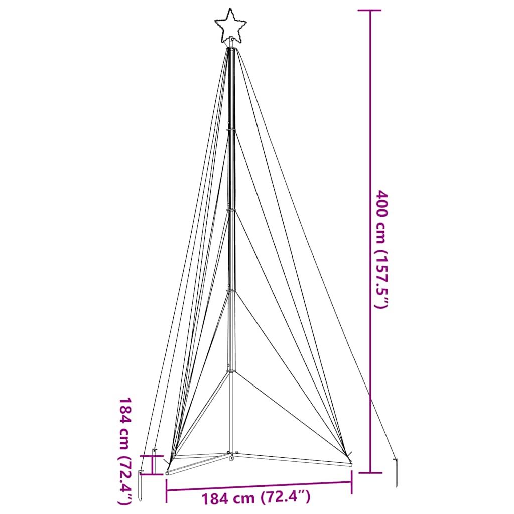 LED Árvore de Natal 615 LEDs Branco Quente 404,5 cm