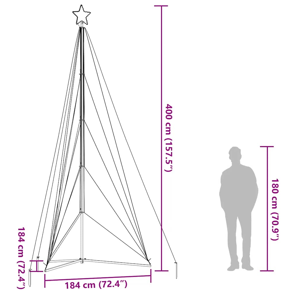 LED Árvore de Natal 615 LEDs Azul 404,5 cm
