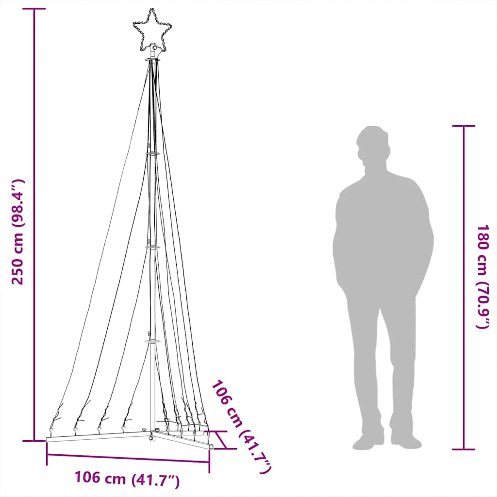 LED Árvore de Natal 447 LEDs Azul 249 cm