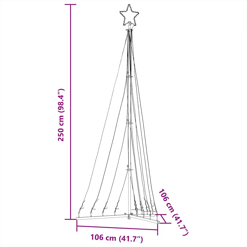 LED Árvore de Natal 447 LEDs Azul 249 cm
