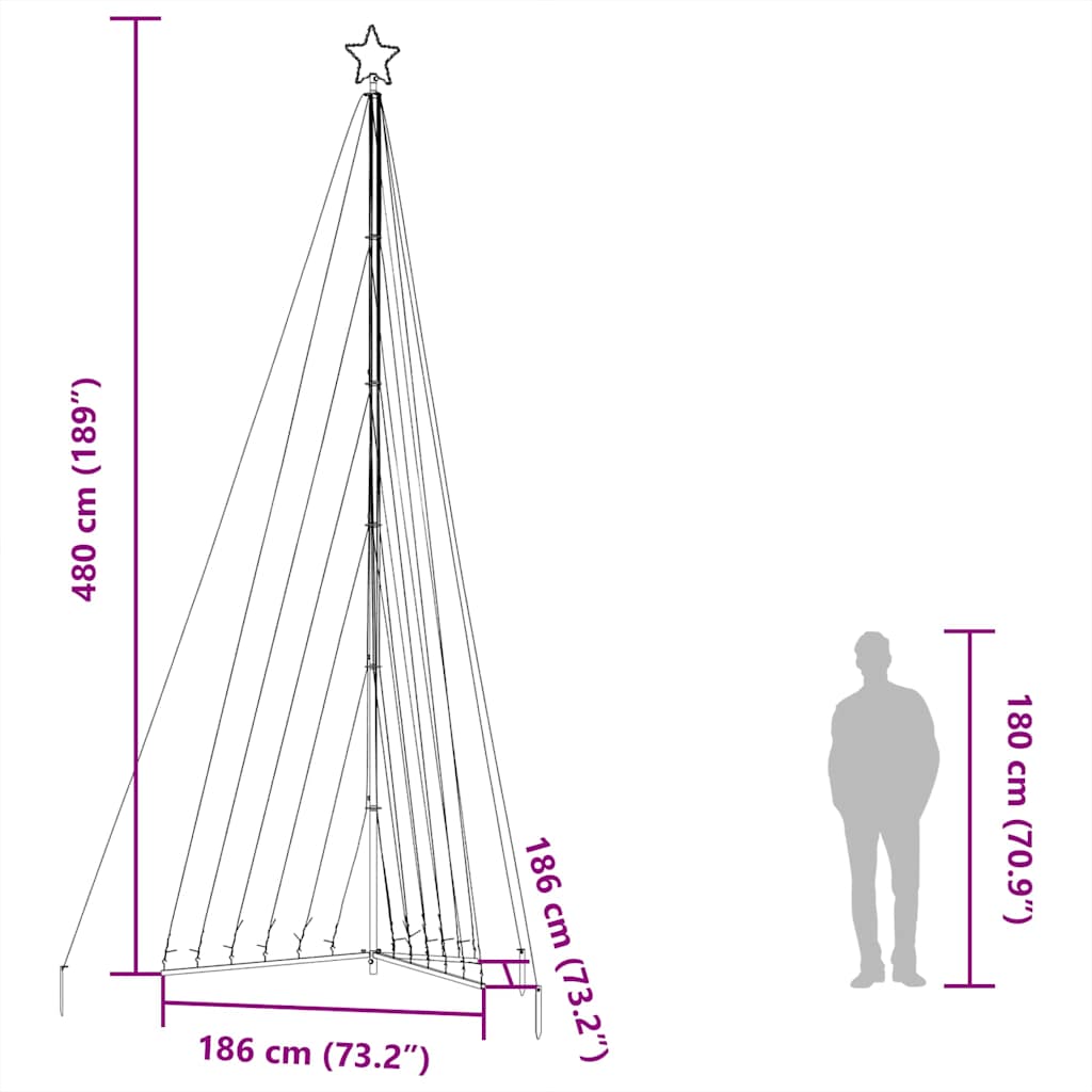 LED Árvore de Natal 789 LEDs Azul 476 cm