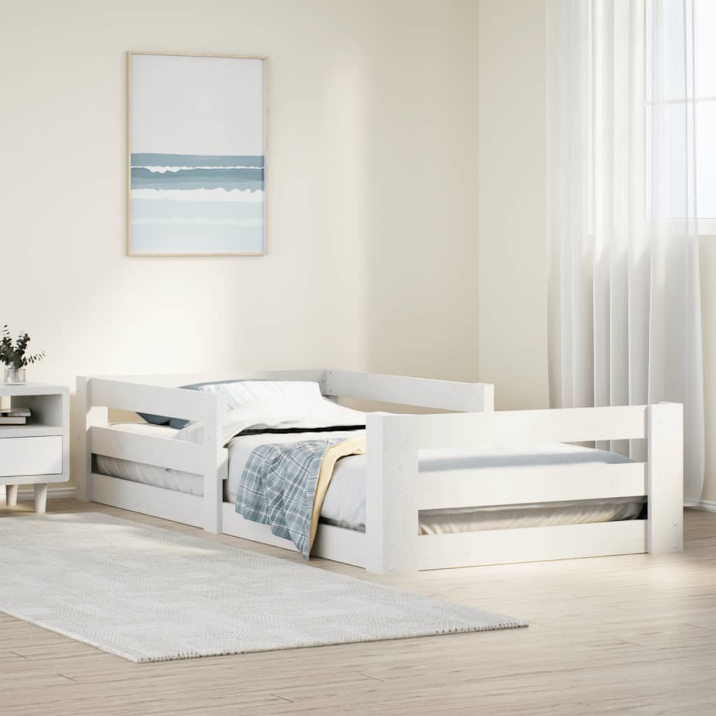 Cama sem colchão branco 80x160 cm pinho de madeira maciça