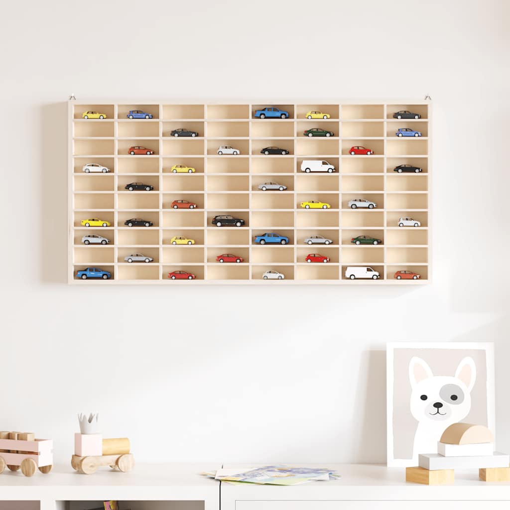 Vitrine de colecionador de madeira com 80 compartimentos 80x4,5x40,5cm