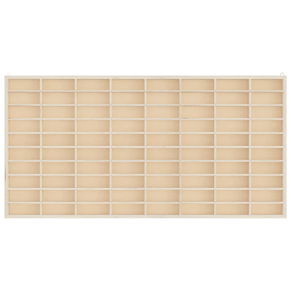 Vitrine de colecionador de madeira com 80 compartimentos 80x4,5x40,5cm
