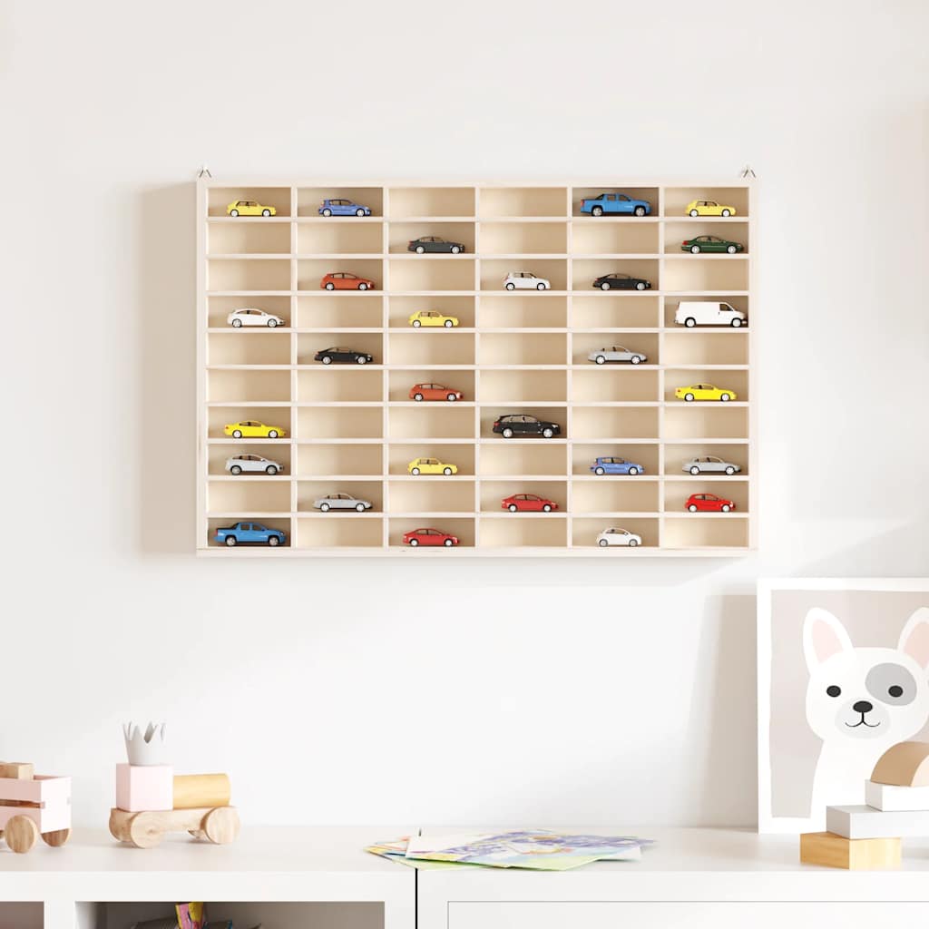 Vitrine de colecionador de madeira com 60 compartimentos 60x4,5x40,5cm
