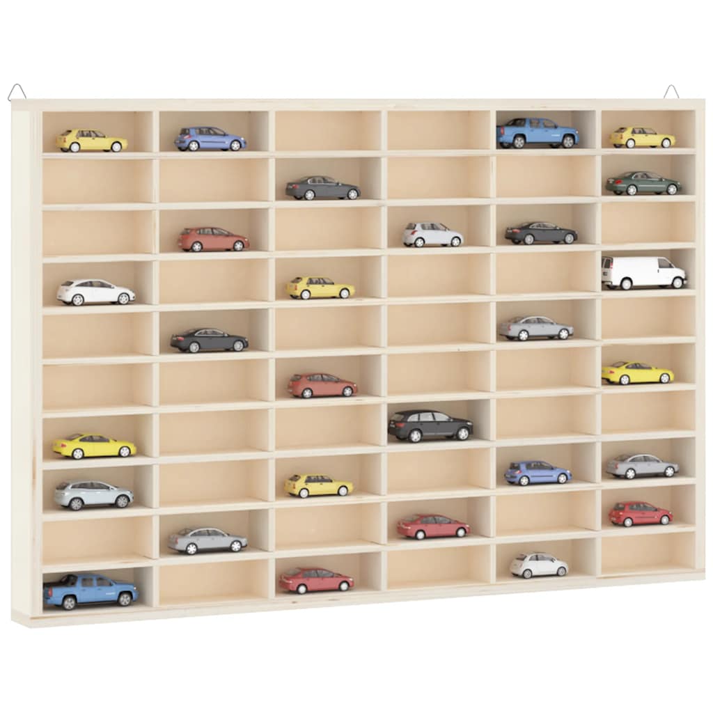 Vitrine de colecionador de madeira com 60 compartimentos 60x4,5x40,5cm