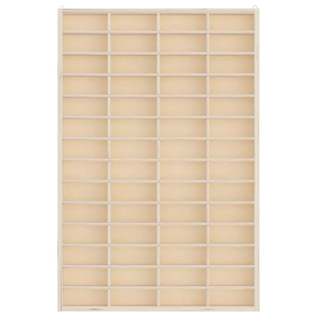 Vitrine de colecionador de madeira com 56 compartimentos 40x4,5x60cm