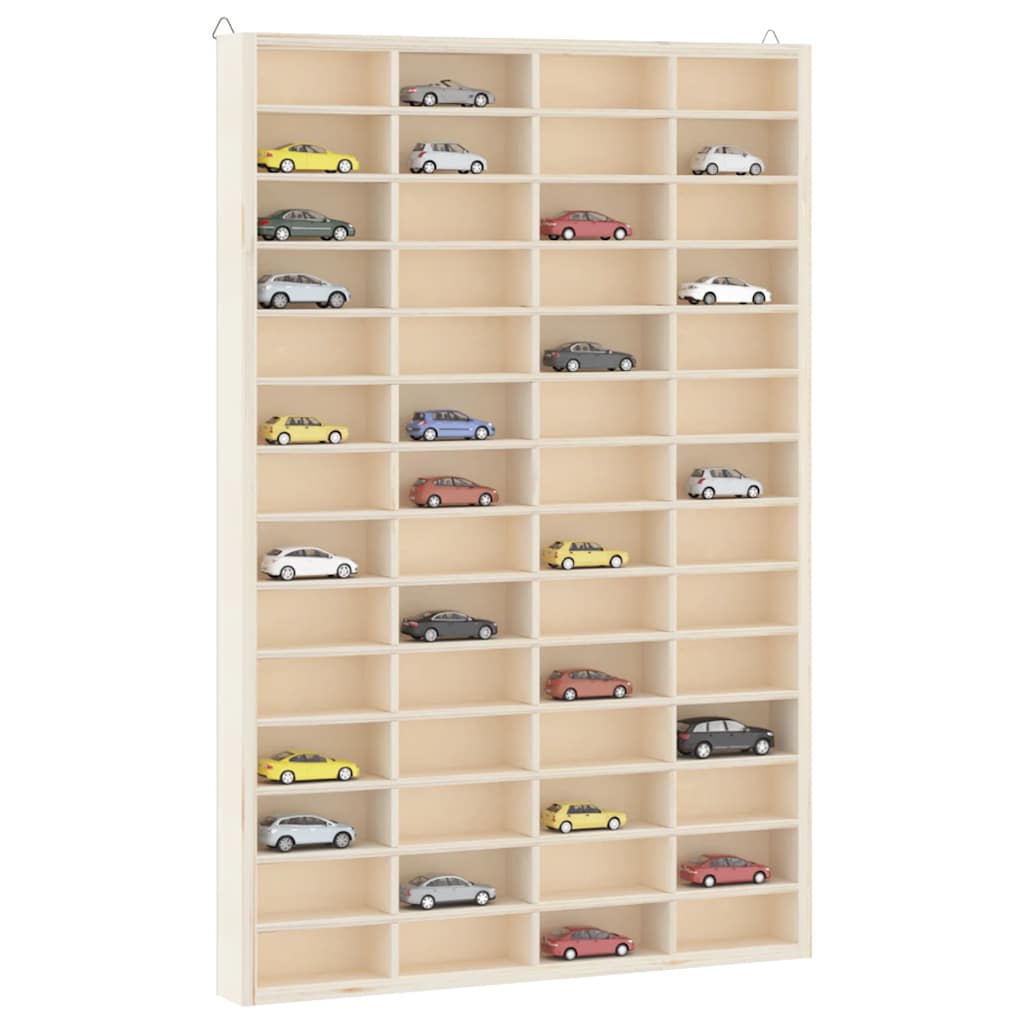Vitrine de colecionador de madeira com 56 compartimentos 40x4,5x60cm