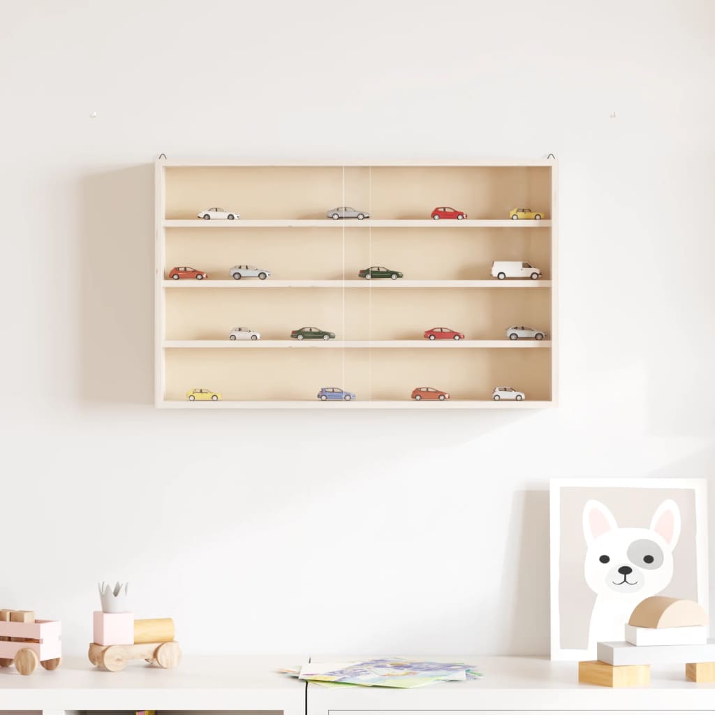 Vitrine de colecionador de madeira com portas 60x8,5x37cm