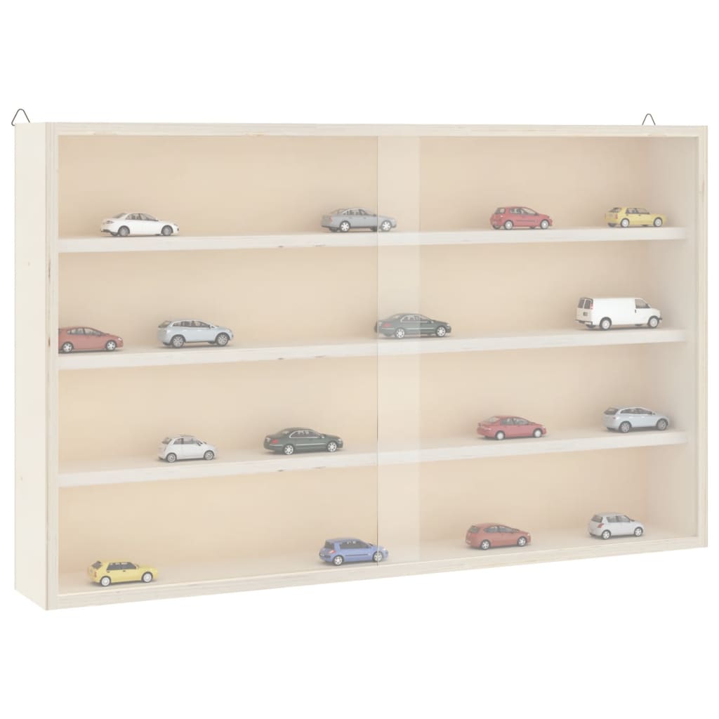 Vitrine de colecionador de madeira com portas 60x8,5x37cm