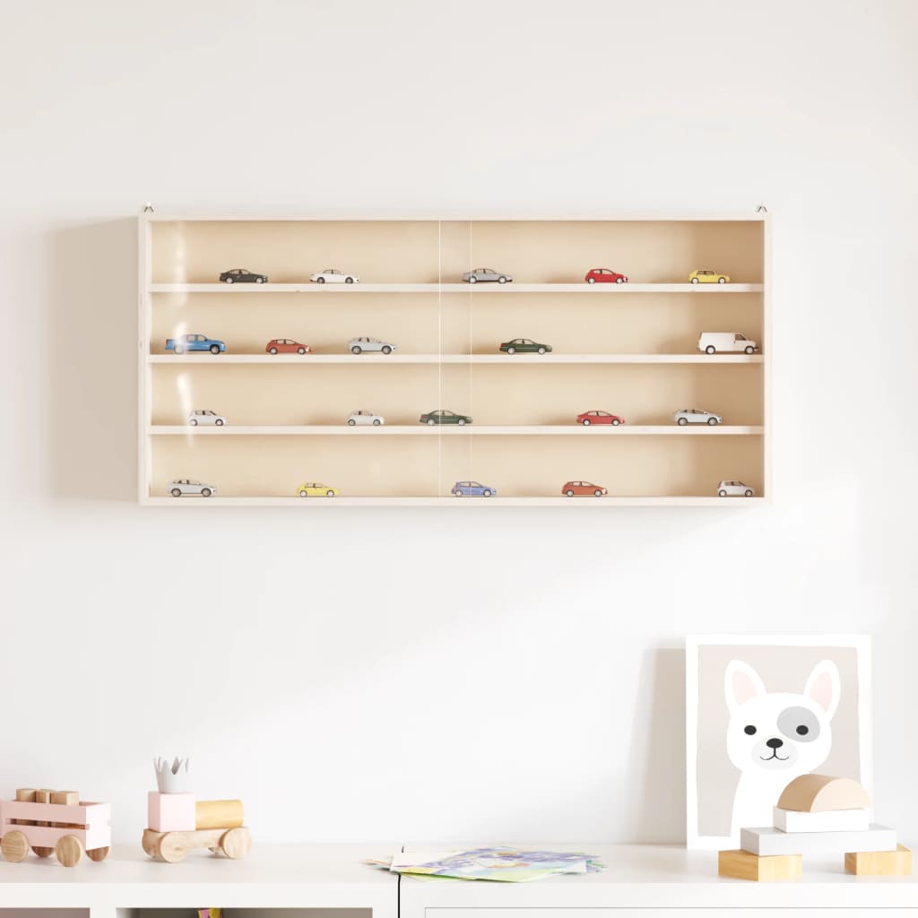 Vitrine de colecionador de madeira com portas 80x8,5x37cm