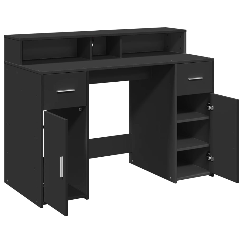 Secretária c/ luzes LED 120x55x91 cm derivados de madeira preto