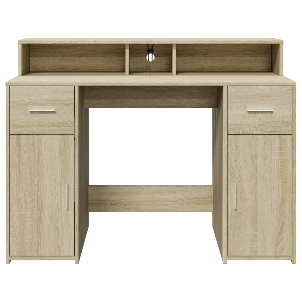 Secretária luzes LED 120x55x91cm deriv. madeira carvalho sonoma