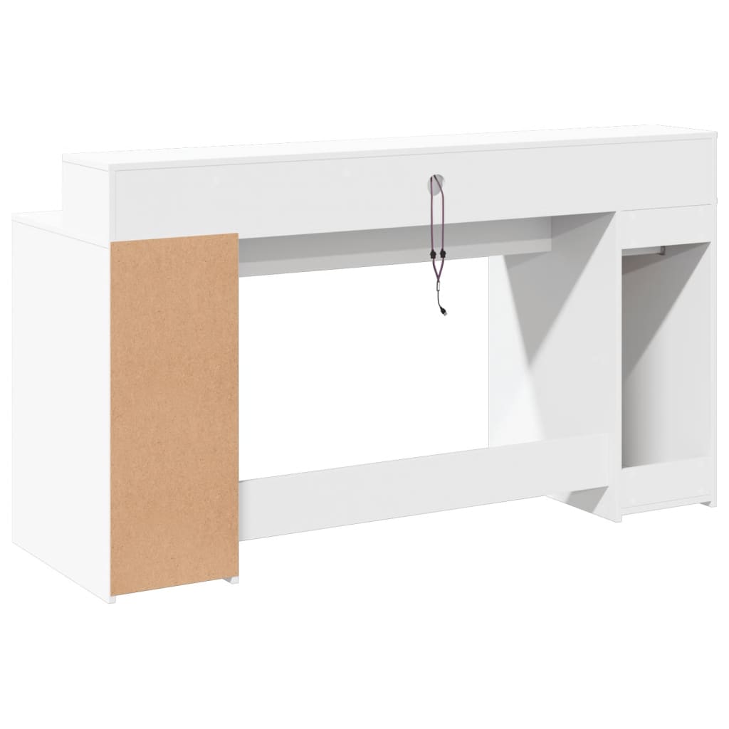Secretária c/ luzes LED 140x55x91cm derivados de madeira branco