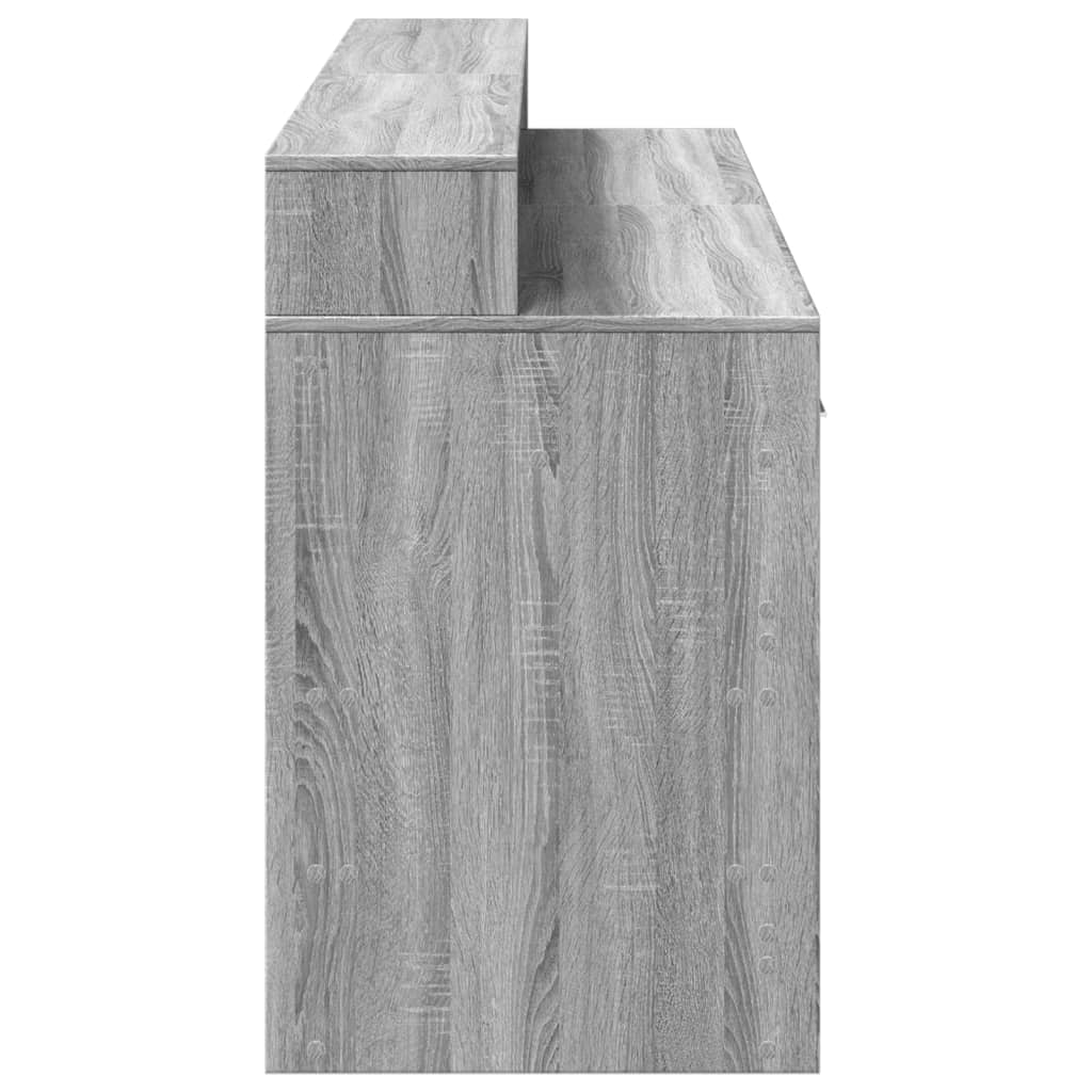 Secretária luzes LED 160x55x91cm deriv. madeira cinzento sonoma