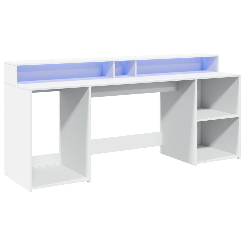 Secretária c/ luzes LED 160x55x91cm derivados de madeira branco