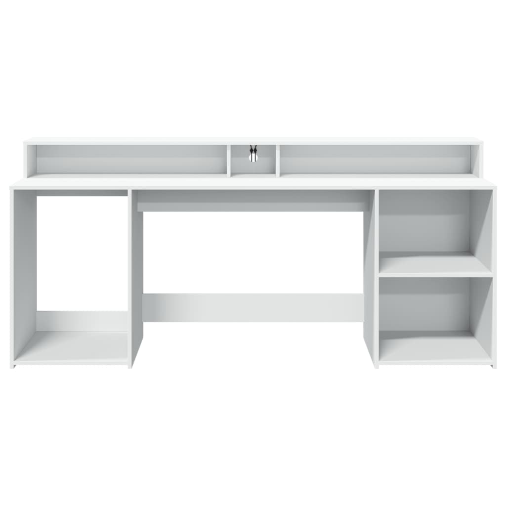 Secretária c/ luzes LED 160x55x91cm derivados de madeira branco