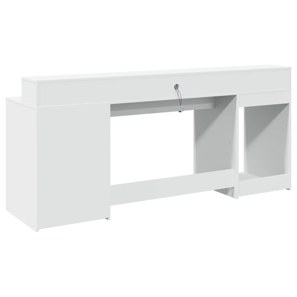 Secretária c/ luzes LED 160x55x91cm derivados de madeira branco