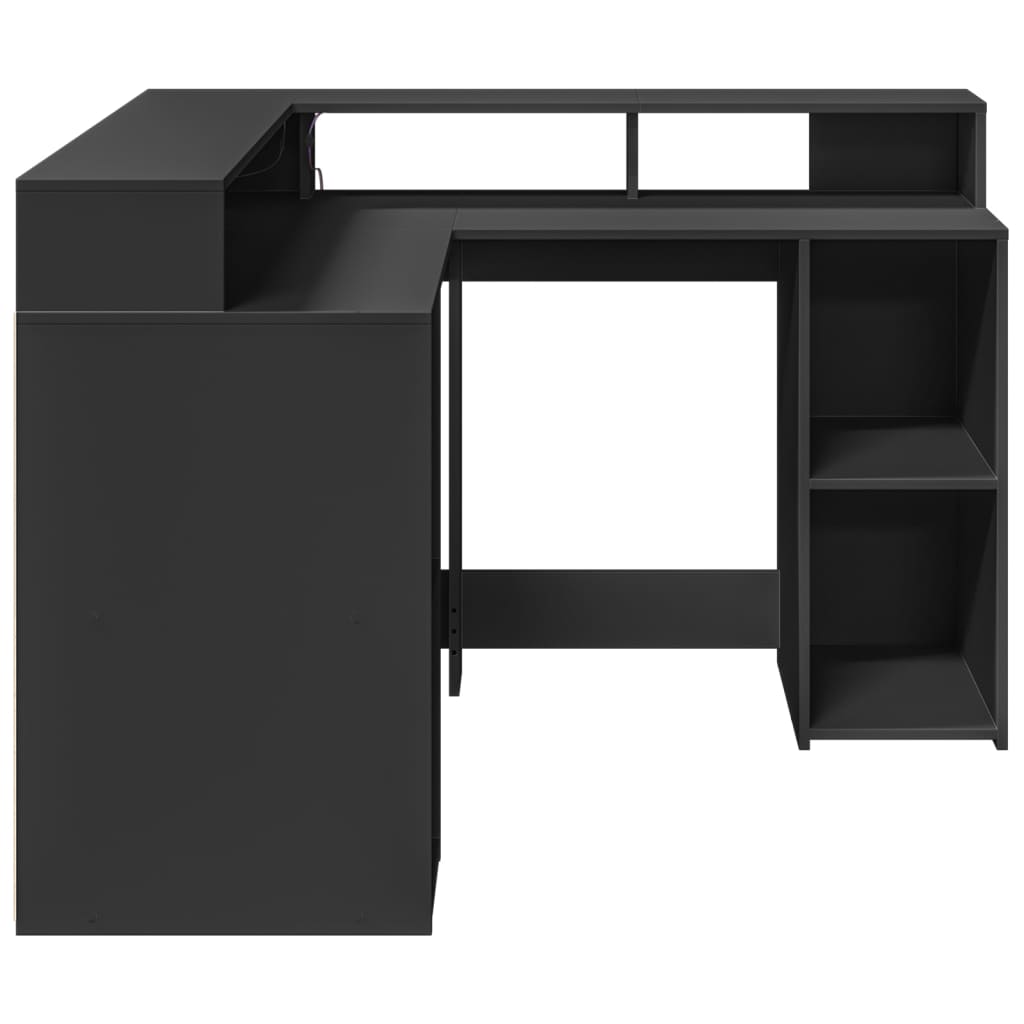 Secretária c/ luzes LED 130x130x91 cm derivados madeira preto