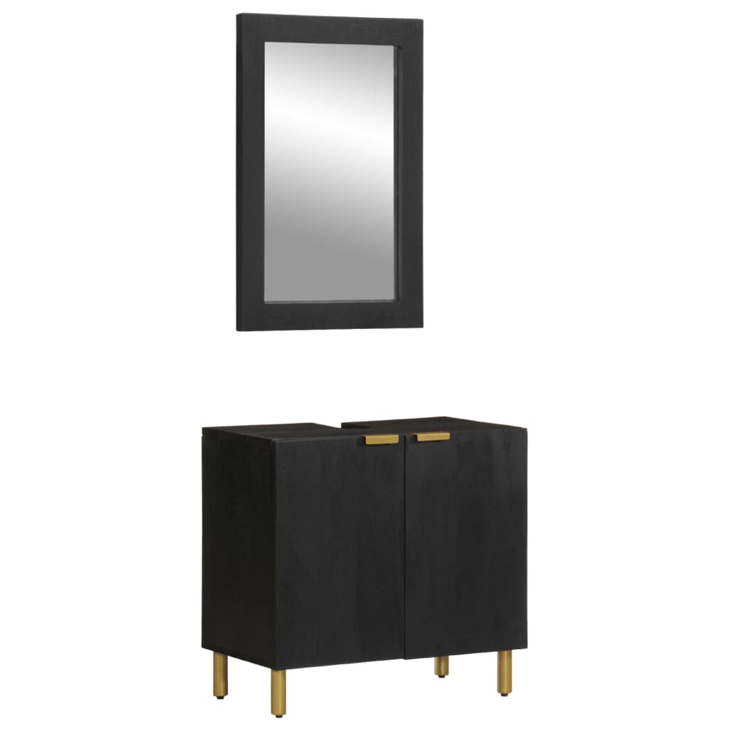 2 pcs conjunto móveis casa de banho derivados de madeira preto