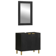 2 pcs conjunto móveis casa de banho derivados de madeira preto