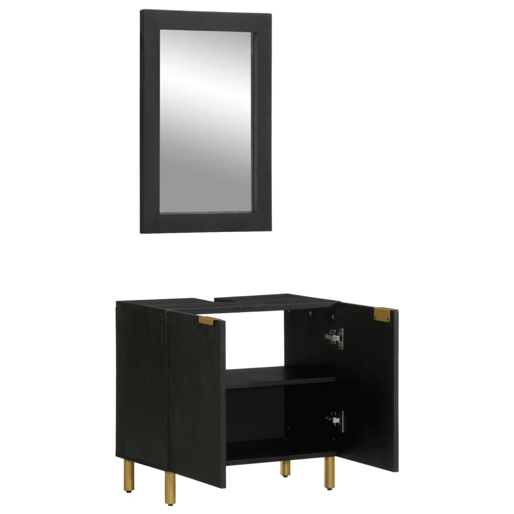 2 pcs conjunto móveis casa de banho derivados de madeira preto