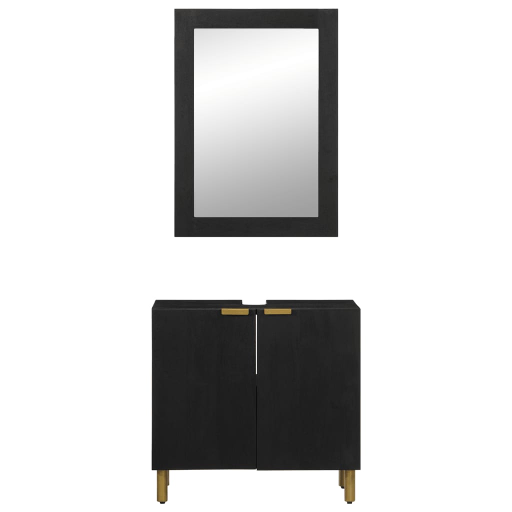 2 pcs conjunto móveis casa de banho derivados de madeira preto