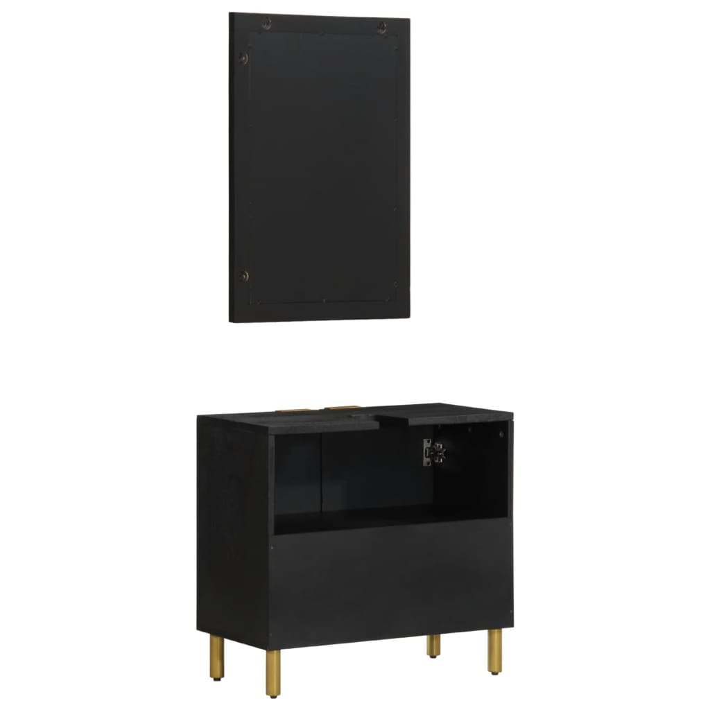 2 pcs conjunto móveis casa de banho derivados de madeira preto