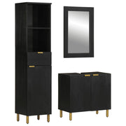 3 pcs conjunto móveis casa de banho derivados de madeira preto