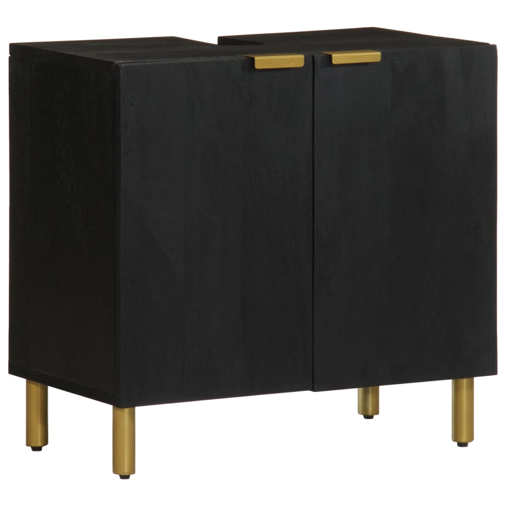 3 pcs conjunto móveis casa de banho derivados de madeira preto