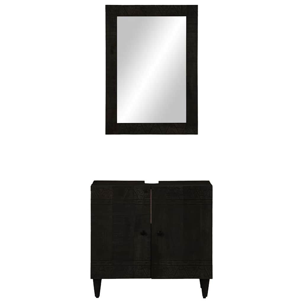 2 pcs conj. móveis p/ casa de banho madeira mangueira maciça