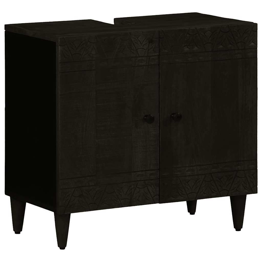 3 pcs conj. móveis p/ casa de banho madeira mangueira maciça