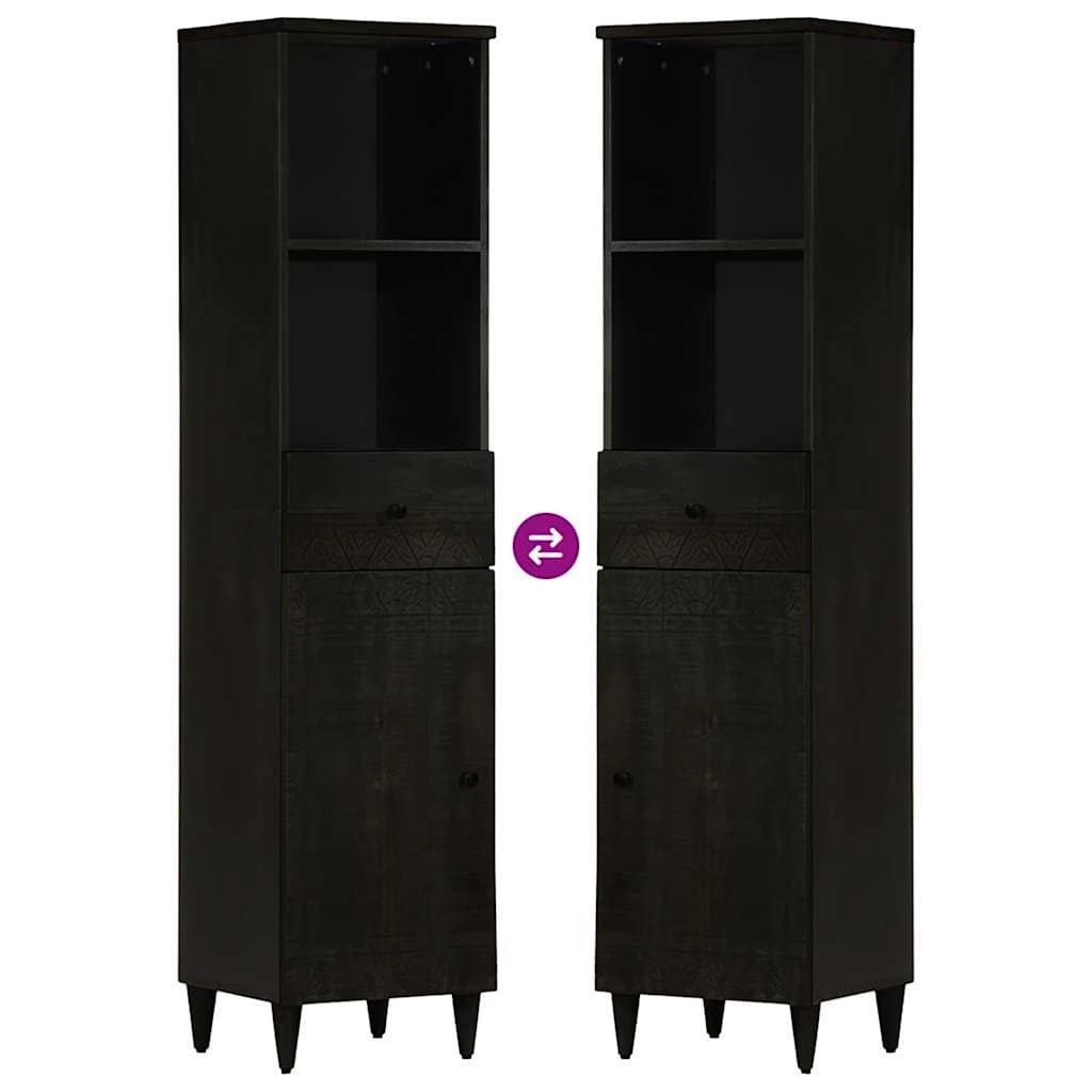 3 pcs conj. móveis p/ casa de banho madeira mangueira maciça