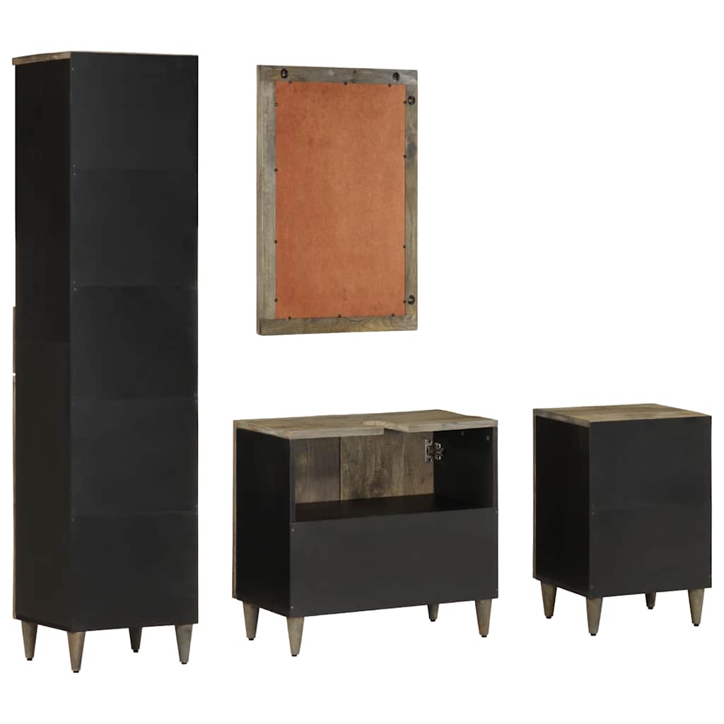 4 pcs conj. móveis p/ casa de banho madeira de mangueira maciça