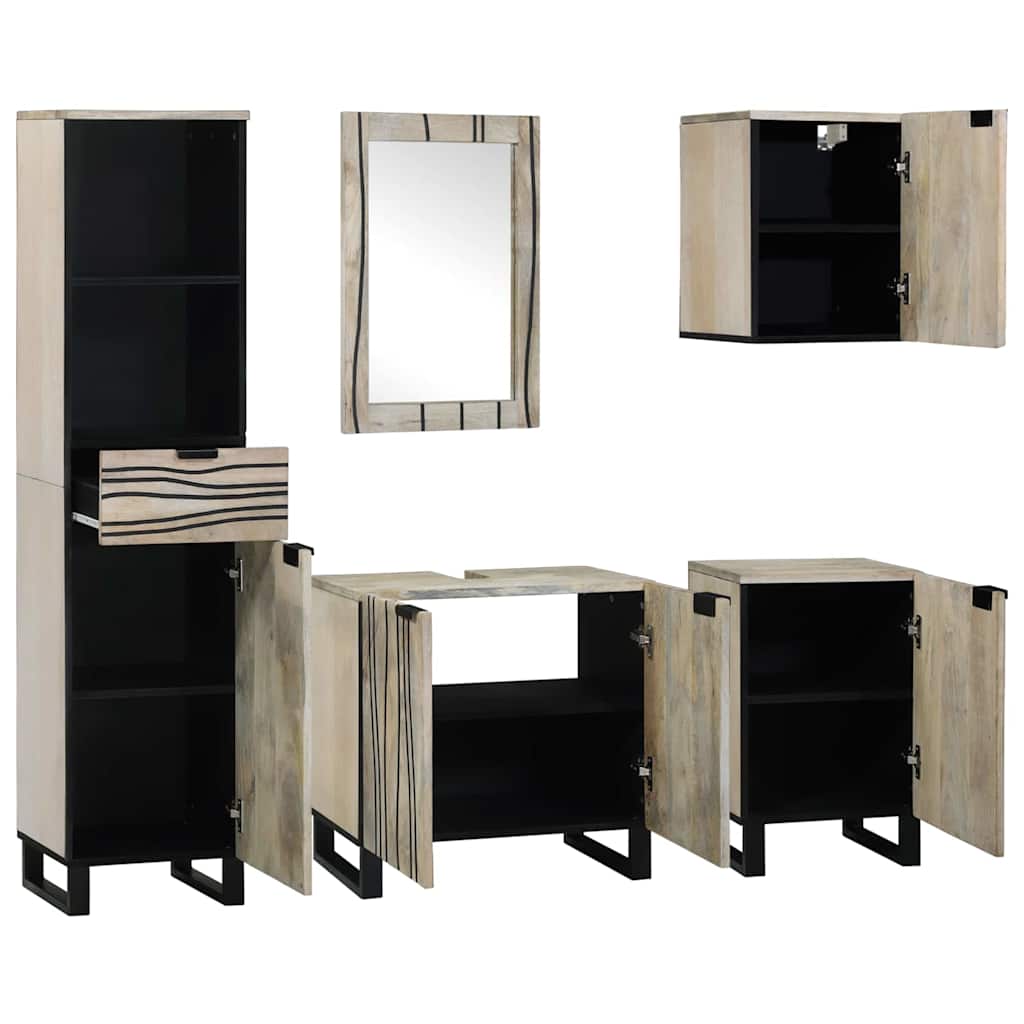 Conjunto de Móveis para Banheiro com gaveta 5 pcs Marrom Noz