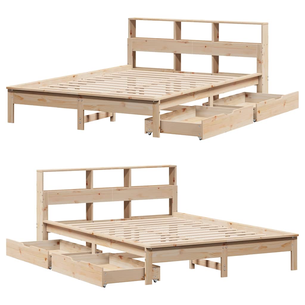 Cama com estante sem colchão 140x200 cm pinho maciço