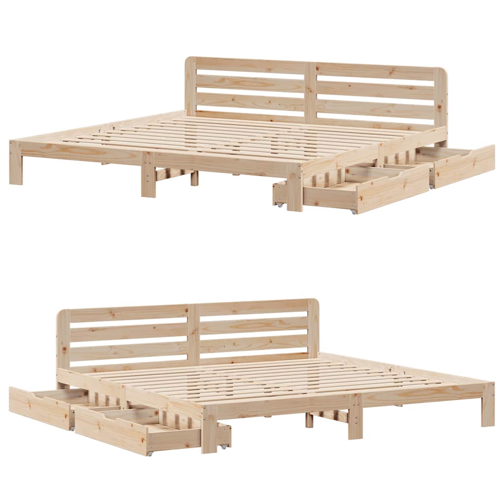 Cama sem colchão 200x200 cm madeira de pinho maciça