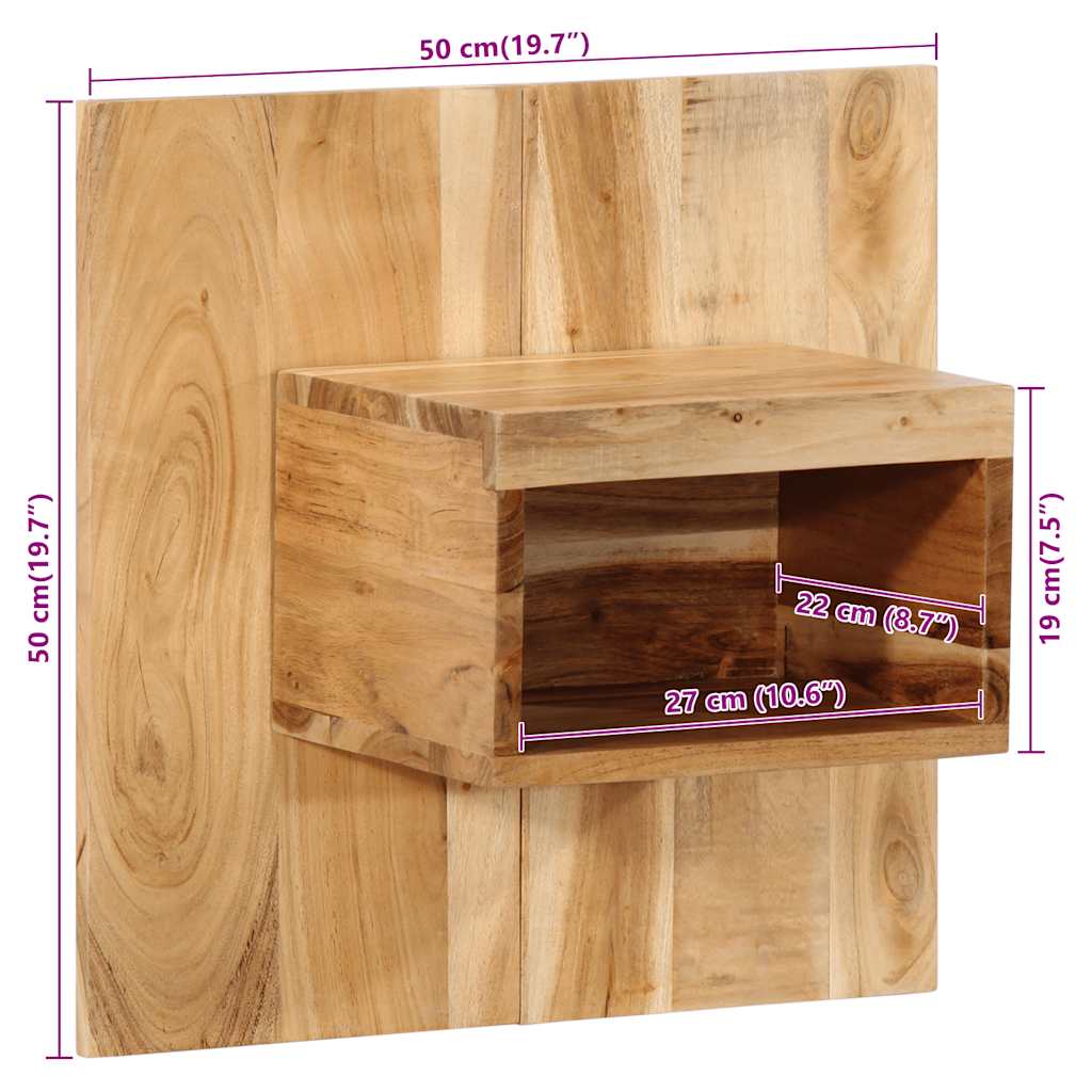 Mesa de cabeceira 50x27x50 cm madeira de acácia maciça