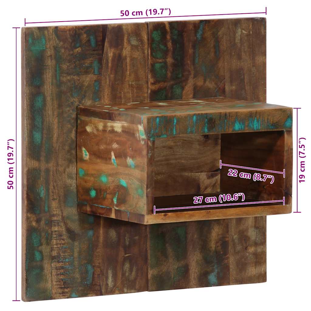 Mesa de cabeceira multicor 50x27x50cm madeira maciça recuperada