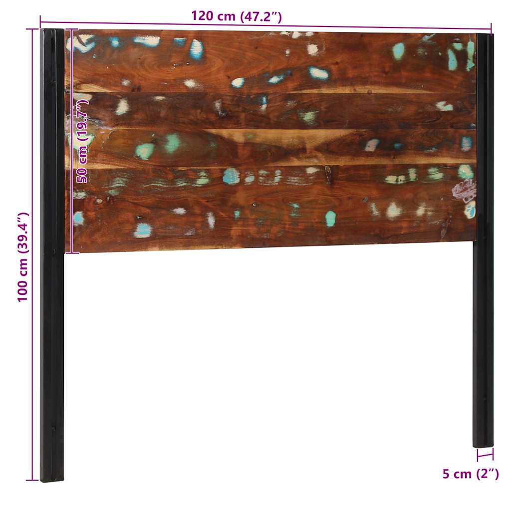 Cabeceira de cama 120 cm madeira recuperada maciça/ferro